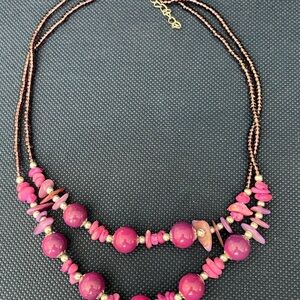 Purple & Silver Beaded Necklace